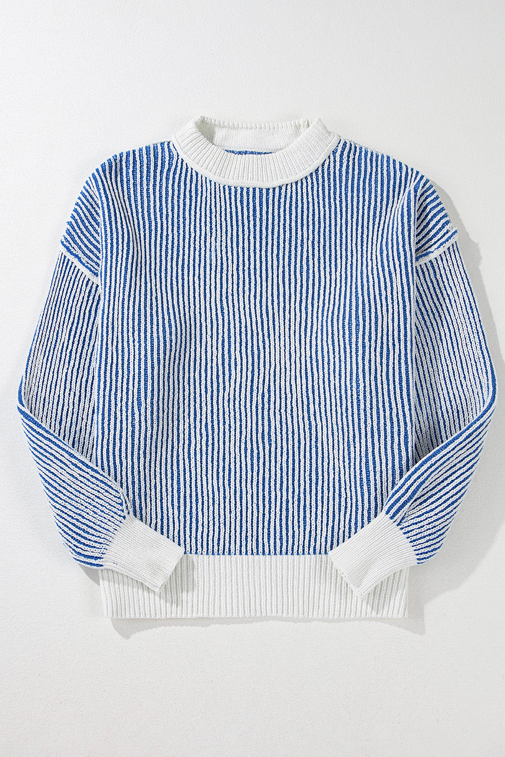 Chestnut Striped Contrast Trim Loose Sweater