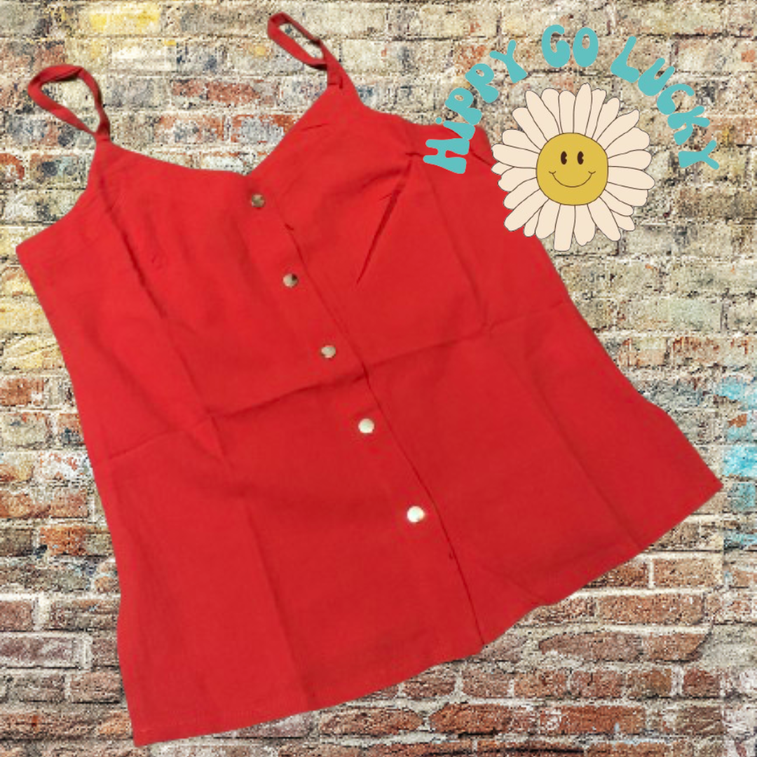 Red Button Up Tank