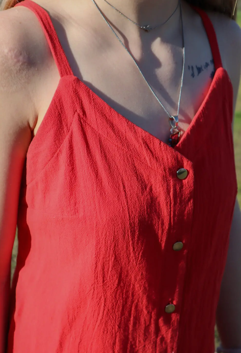 Red Button Up Tank